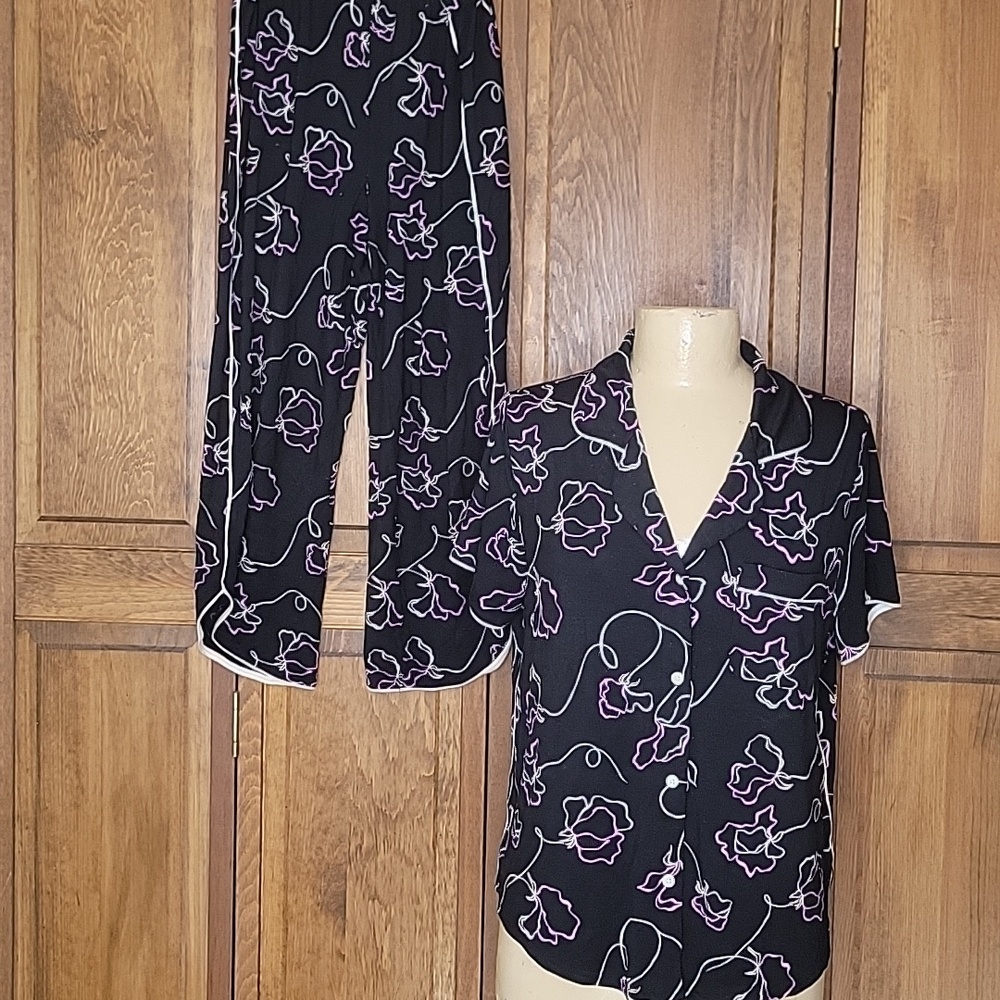 Stars Above Floral Cloud Knit Modal Pajama Set Sz M